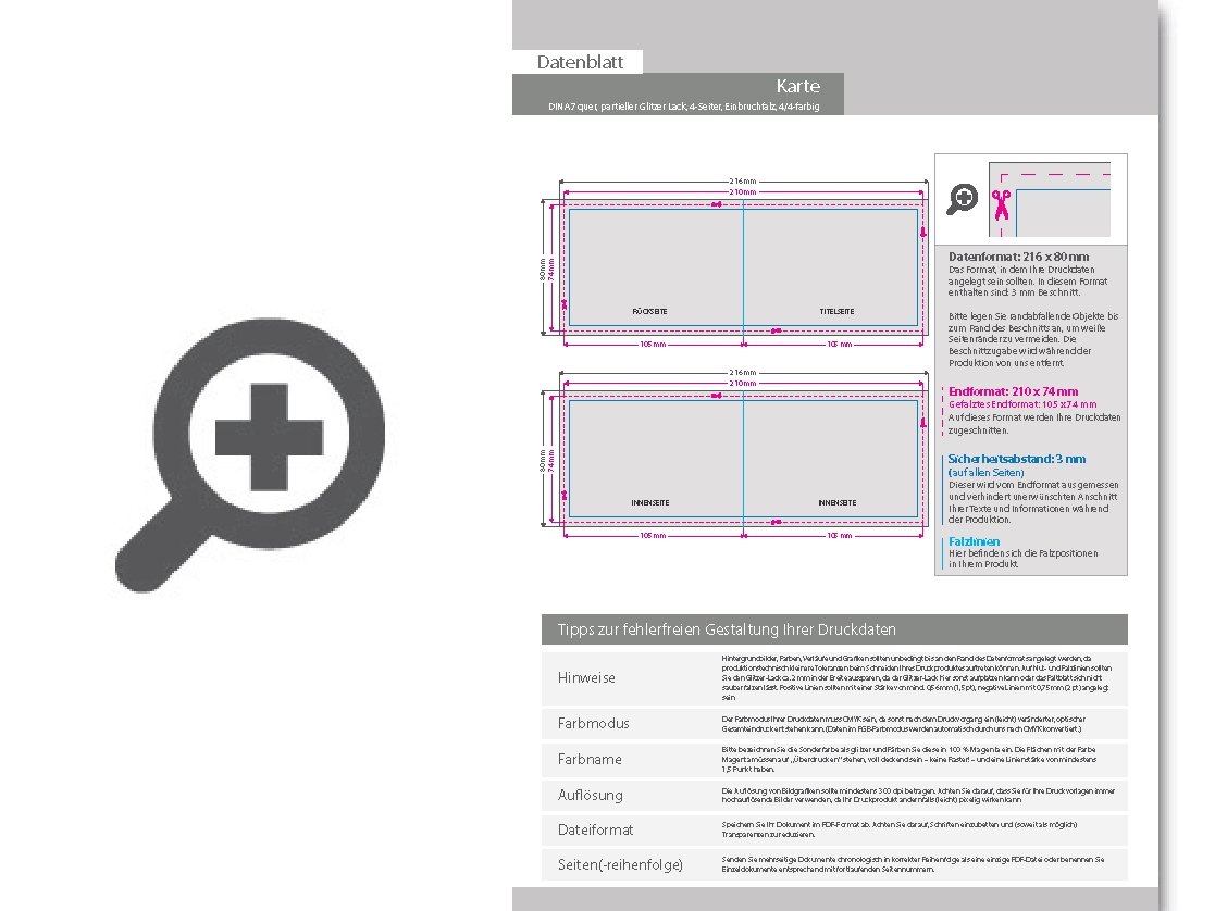 Product Bild einladungskarte_din_a7_quer_4-seiter_4_4_farbig_mit_beidseitig_partieller_glitzer-lackierung