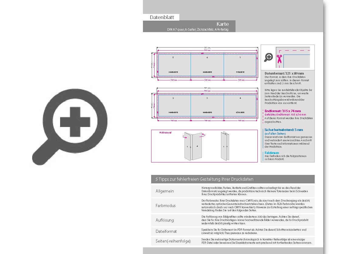 Product Bild einladungskarte__gefalzt_auf_din_a7_quer__vertikaler_zickzackfalz__6-seitig